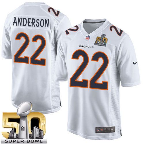 Nike Broncos #22 C.J. Anderson White Super Bowl 50 Men's Stitched NFL Game Event Jersey